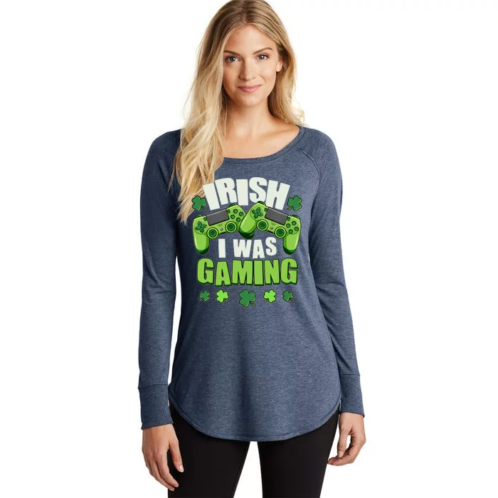 Funny St Patrick's Day Irish I Was Gaming Women's Perfect Tri Tunic Long Sleeve Shirt