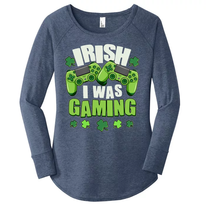 Funny St Patrick's Day Irish I Was Gaming Women's Perfect Tri Tunic Long Sleeve Shirt