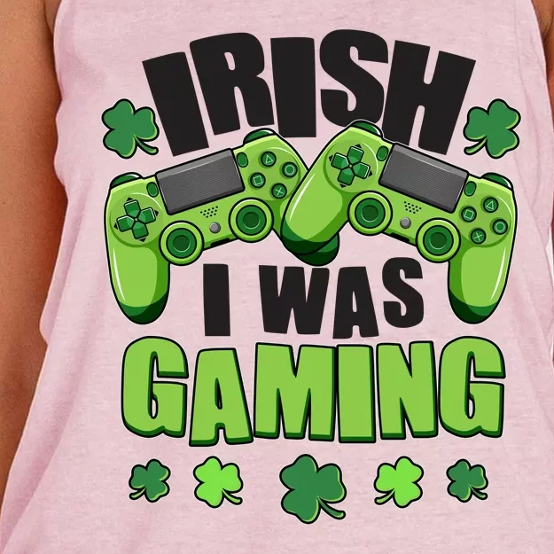 Funny St Patrick's Day Irish I Was Gaming Women's Knotted Racerback Tank