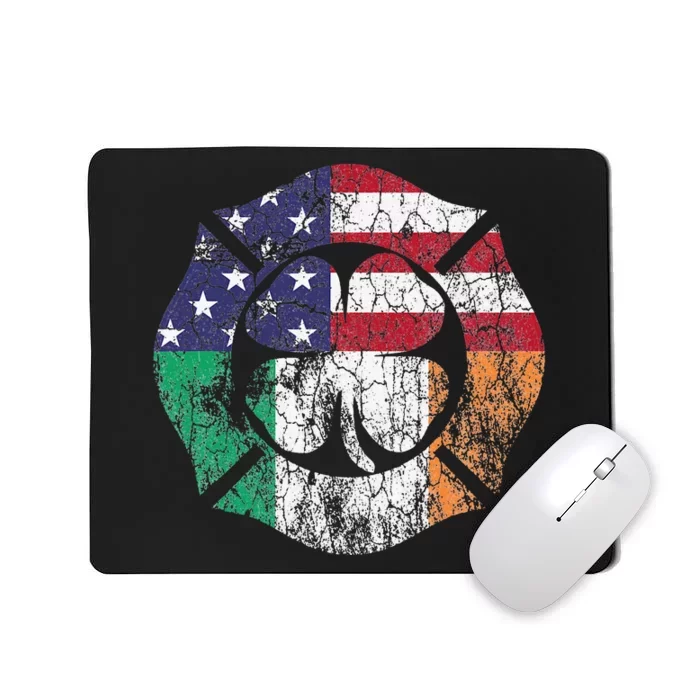 Firefighter St Patricks Day Irish American Flag Shamrock Mousepad