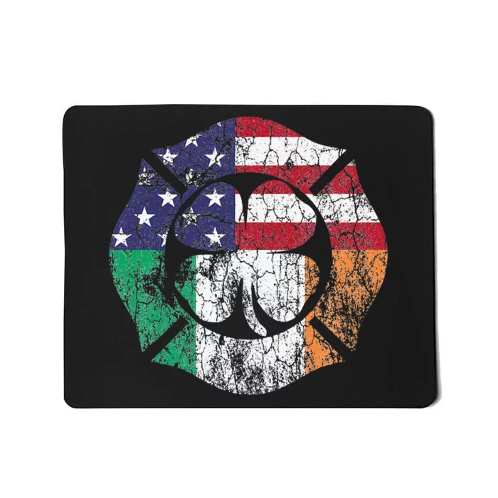 Firefighter St Patricks Day Irish American Flag Shamrock Mousepad