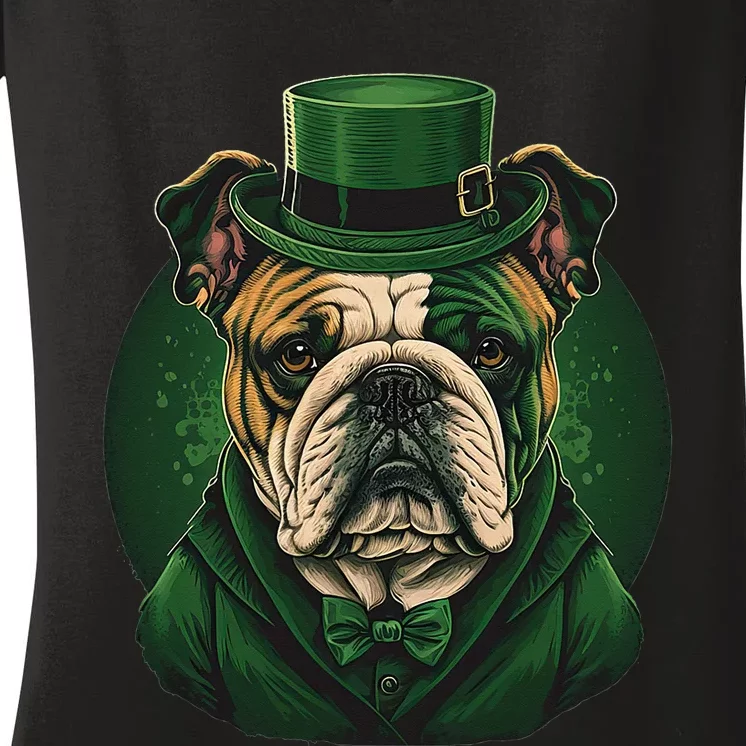 Funny St Patricks Day Saint Paddys Day Bull Dog Women's V-Neck T-Shirt