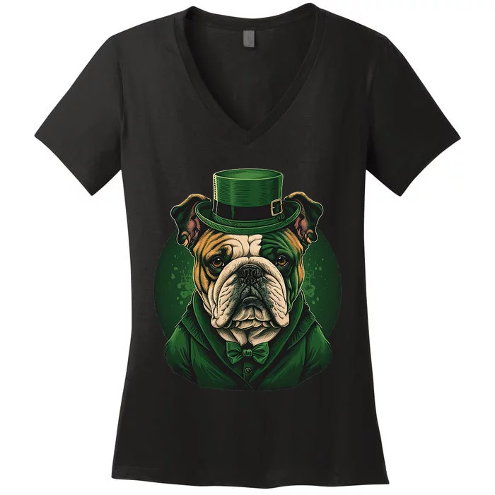 Funny St Patricks Day Saint Paddys Day Bull Dog Women's V-Neck T-Shirt