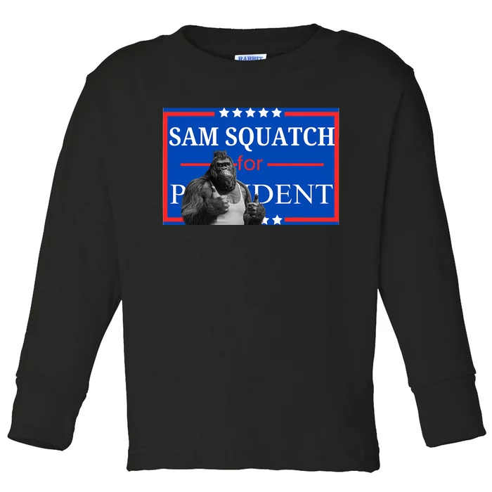 Funny Sasquatch President Election Bigfoot Toddler Long Sleeve Shirt