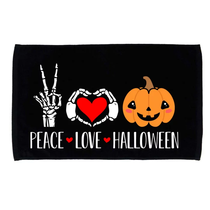 Funny Skeleton Pumpkin Peace Love Halloween Cool Gift Microfiber Hand Towel