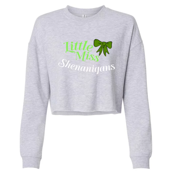 Funny St Patricks Day Little Miss Shenanigans Gift Cropped Pullover Crew