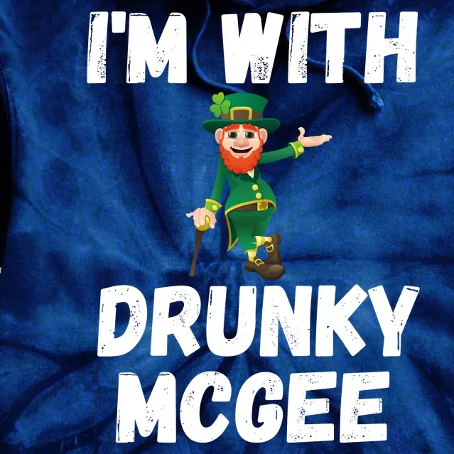 Funny St Patricks Day I'm With Drunky McGee, Couples Drinking, Funny Costume Tie Dye Hoodie