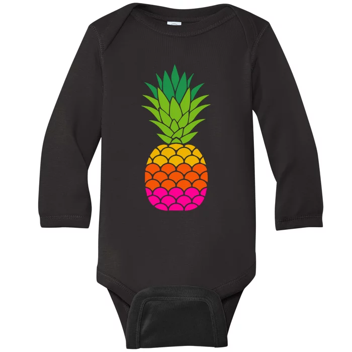 Funny Summer Pineapple Graphic Baby Long Sleeve Bodysuit