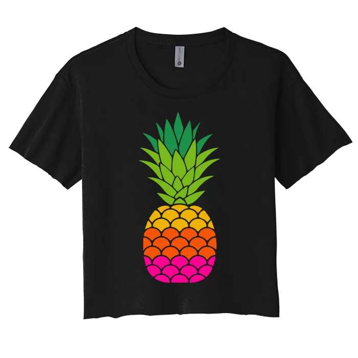 Funny Summer Pineapple Graphic Women's Crop Top Tee