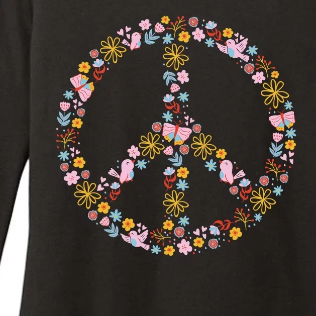 Floral Spring Peace Sign Womens CVC Long Sleeve Shirt