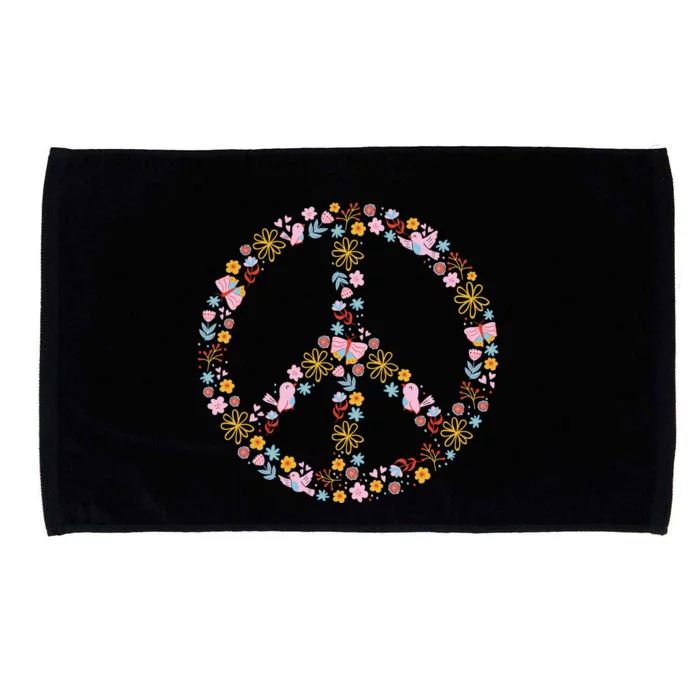 Floral Spring Peace Sign Microfiber Hand Towel