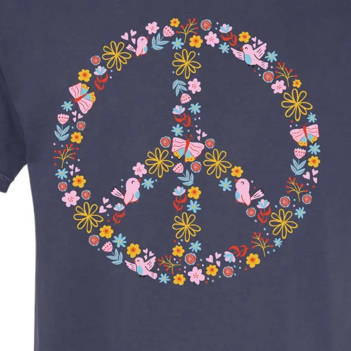 Floral Spring Peace Sign Garment-Dyed Heavyweight T-Shirt