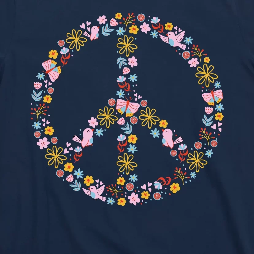 Floral Spring Peace Sign T-Shirt