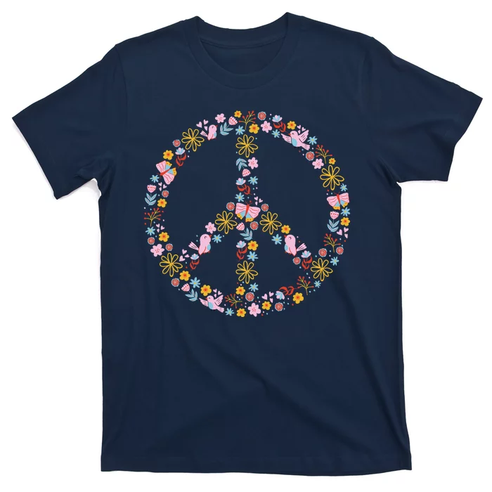 Floral Spring Peace Sign T-Shirt