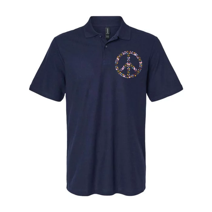 Floral Spring Peace Sign Softstyle Adult Sport Polo