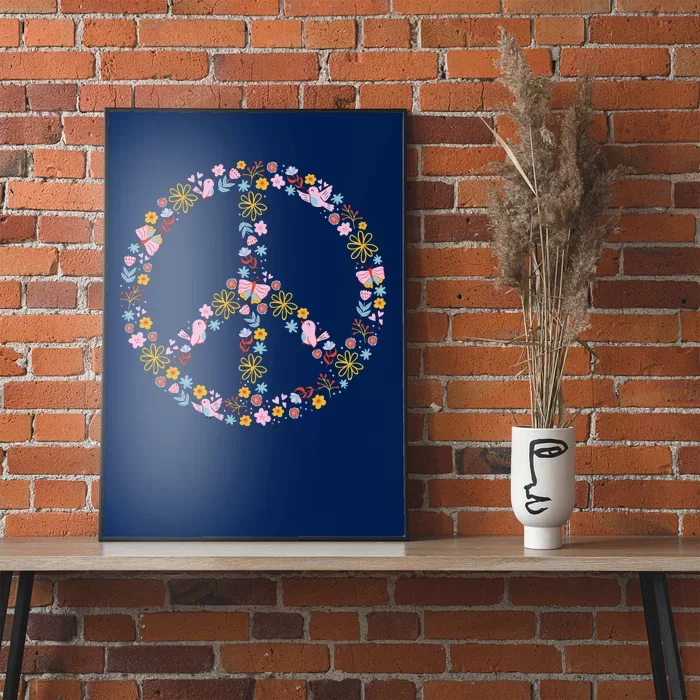 Floral Spring Peace Sign Poster