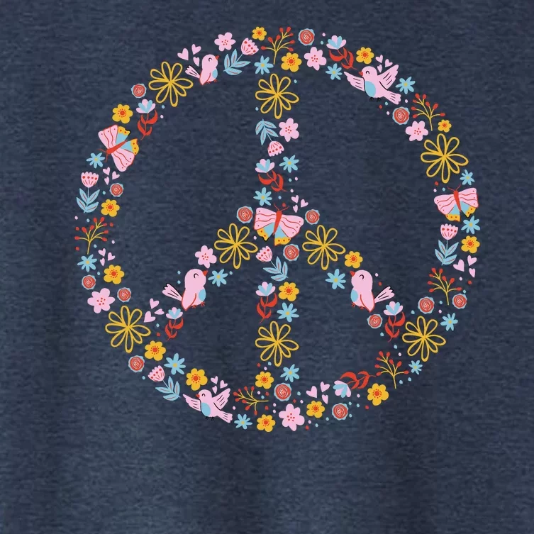 Floral Spring Peace Sign Women's Crop Top Tee