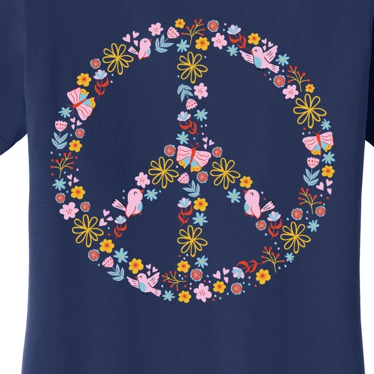 Floral Spring Peace Sign Women's T-Shirt