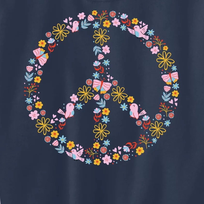 Floral Spring Peace Sign Kids Sweatshirt