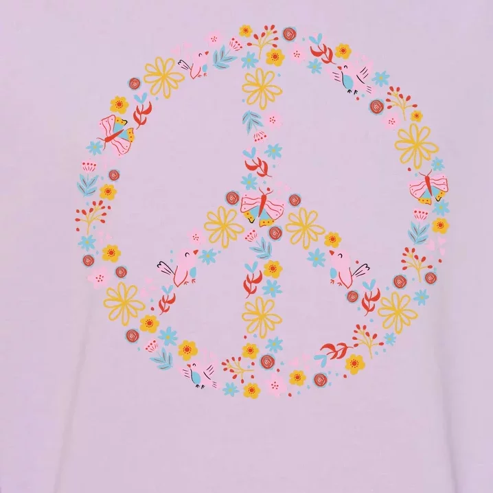 Floral Spring Peace Sign Garment-Dyed Sweatshirt