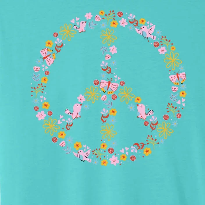 Floral Spring Peace Sign ChromaSoft Performance T-Shirt