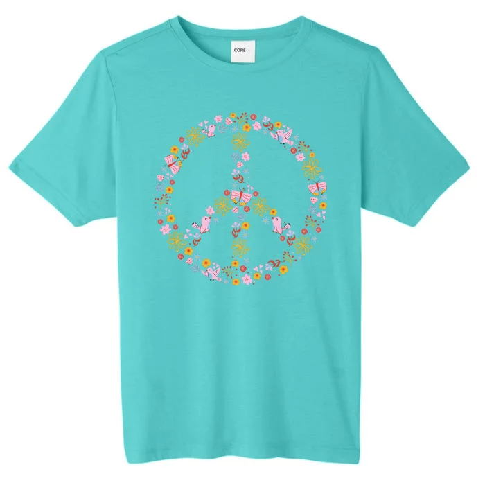 Floral Spring Peace Sign ChromaSoft Performance T-Shirt