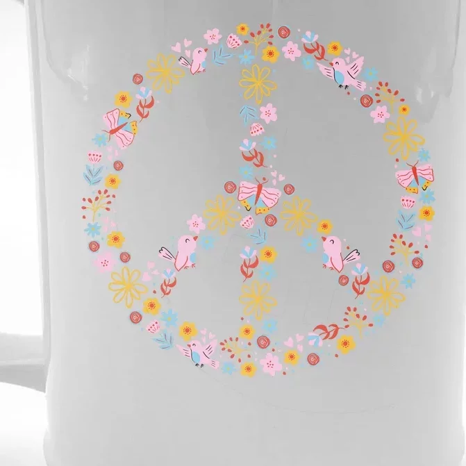 Floral Spring Peace Sign Front & Back Beer Stein