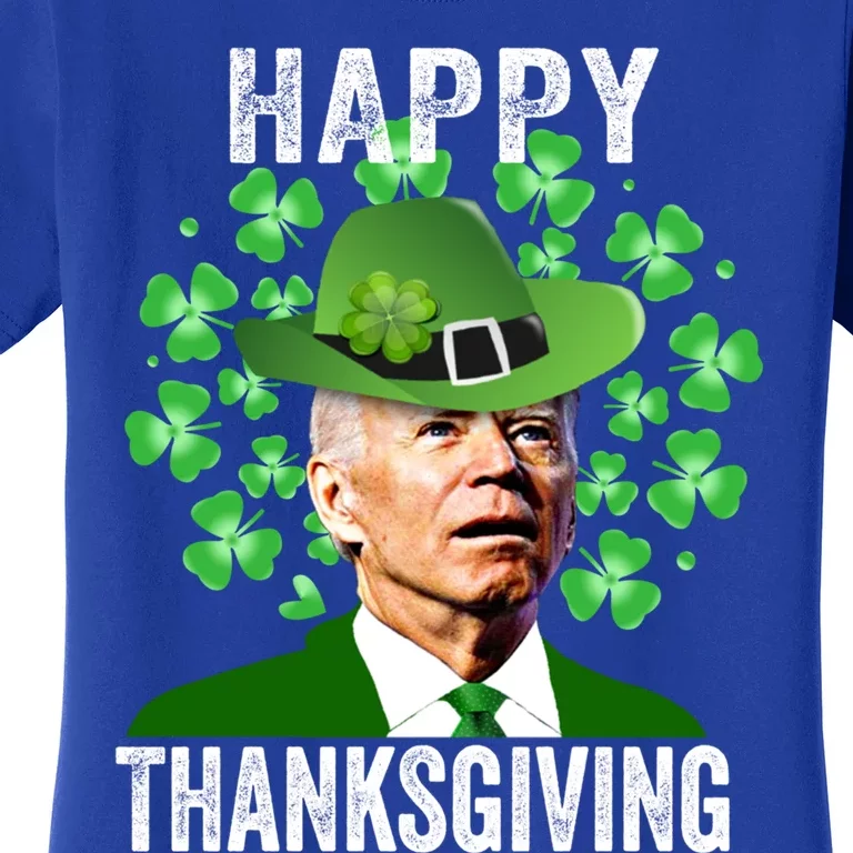 Funny St Patricks Day Joe Biden Confused Happy Thanksgiving Gift Women's T-Shirt