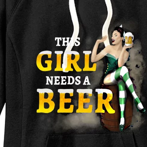 Funny St Patricks Day Irish Lucky This Needs A Beer Funny Gift Women's Fleece Hoodie