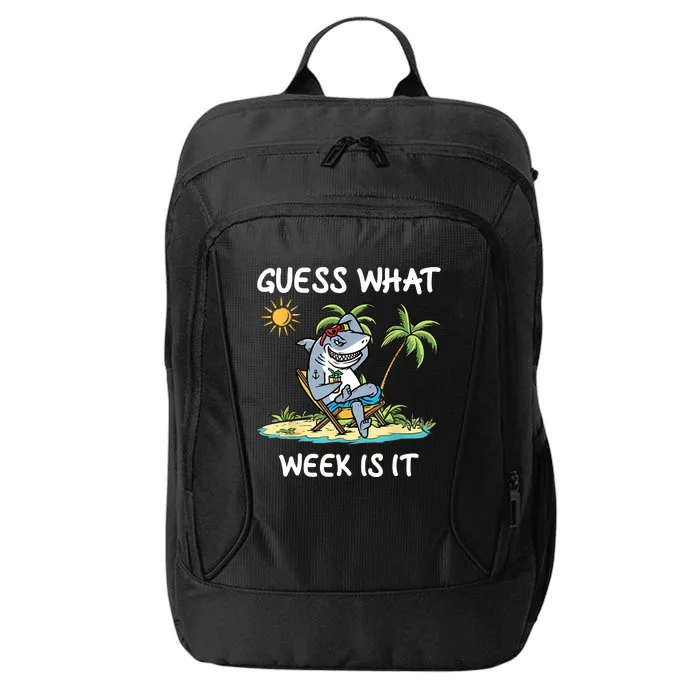 Funny Shark Party Beach Guess What Week Is It Lover Shark City Backpack