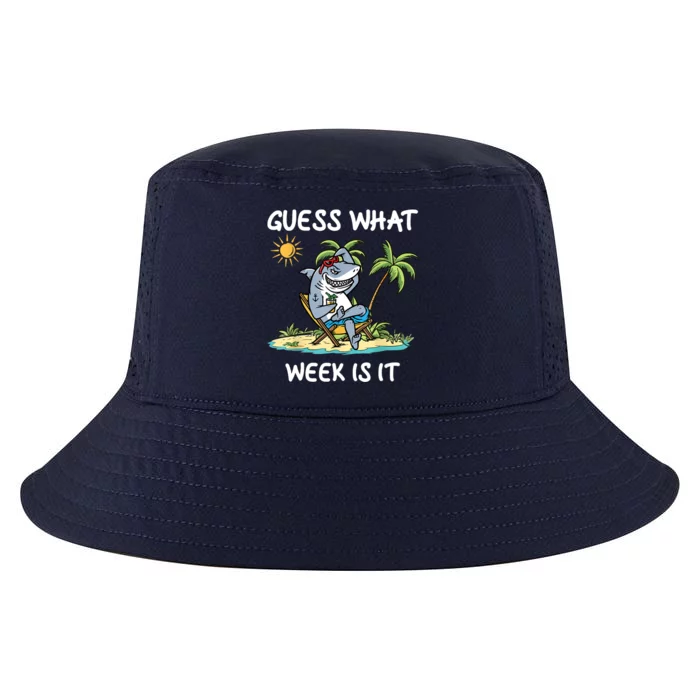 Funny Shark Party Beach Guess What Week Is It Lover Shark Cool Comfort Performance Bucket Hat