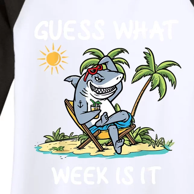 Funny Shark Party Beach Guess What Week Is It Lover Shark Women's Tri-Blend 3/4-Sleeve Raglan Shirt