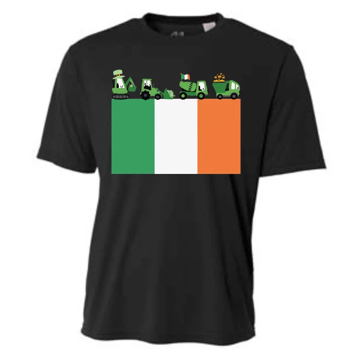 Funny Saint Patrick's Day Excavator Construction Workers Cooling Performance Crew T-Shirt