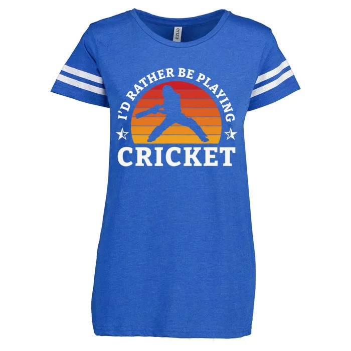 Funny Sports Player I'D Rather Be Playing Cricket Enza Ladies Jersey Football T-Shirt