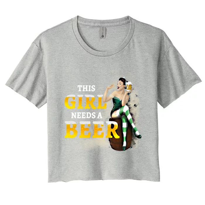 Funny St Patricks Day Irish Lucky This Needs A Beer Meaningful Gift Women's Crop Top Tee