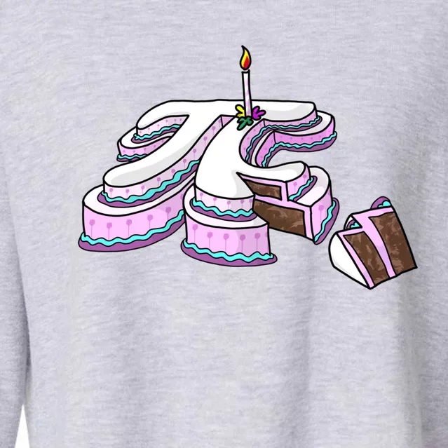 Funny Slice Pi Day Gift Cool Math Teacher Cake Cute Gift Cropped Pullover Crew