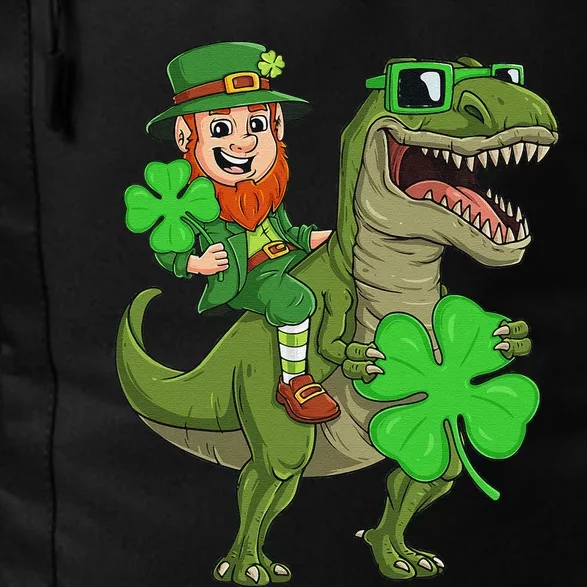 Funny St Patricks Day Leprechaun Riding T Rex Dino Daily Commute Backpack