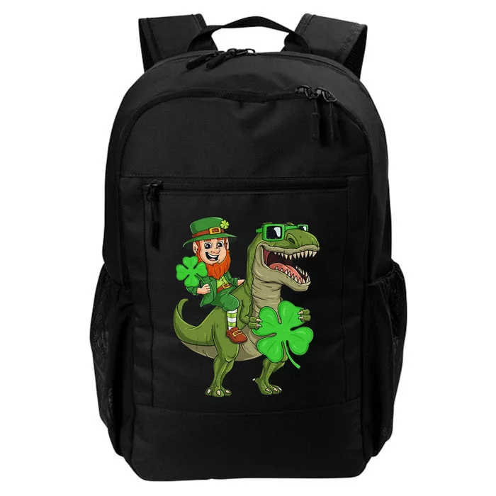 Funny St Patricks Day Leprechaun Riding T Rex Dino Daily Commute Backpack