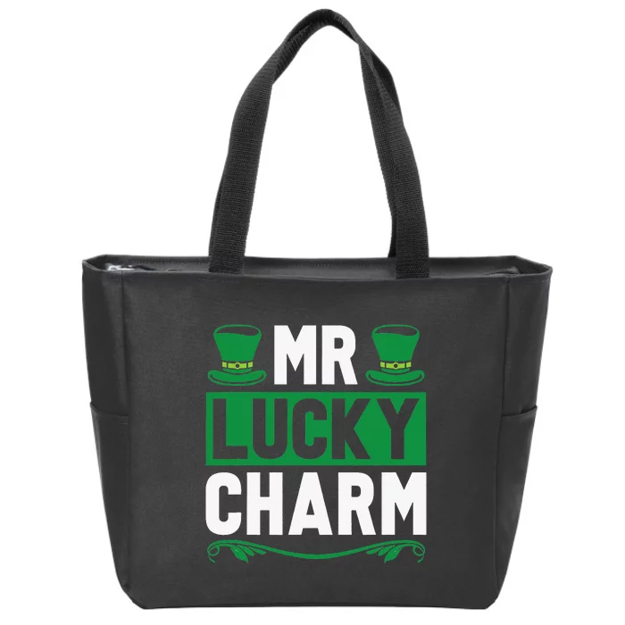 Funny St Patricks Day Mr Lucky Charm Shamrock Cloverleaf Zip Tote Bag