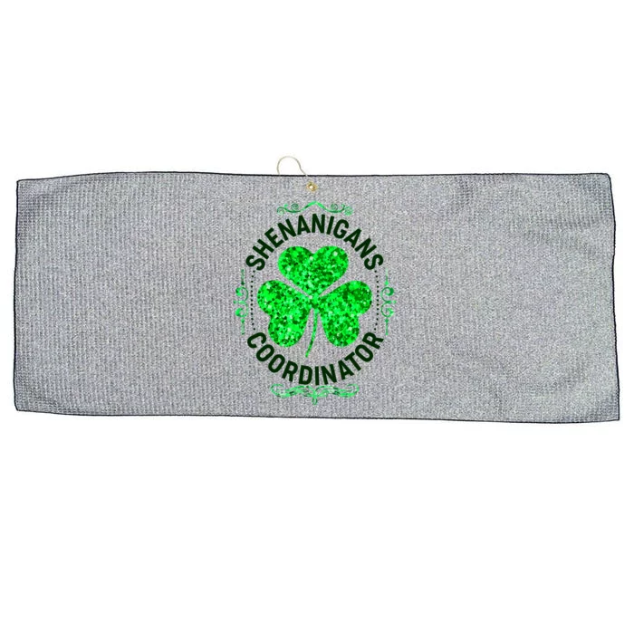 Funny St Patrick's Day Shenanigans Coordinator Lucky Shamrock Clover Large Microfiber Waffle Golf Towel