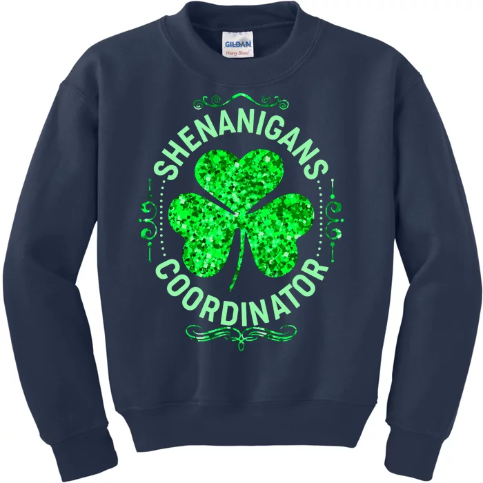 Funny St Patrick's Day Shenanigans Coordinator Lucky Shamrock Clover Kids Sweatshirt