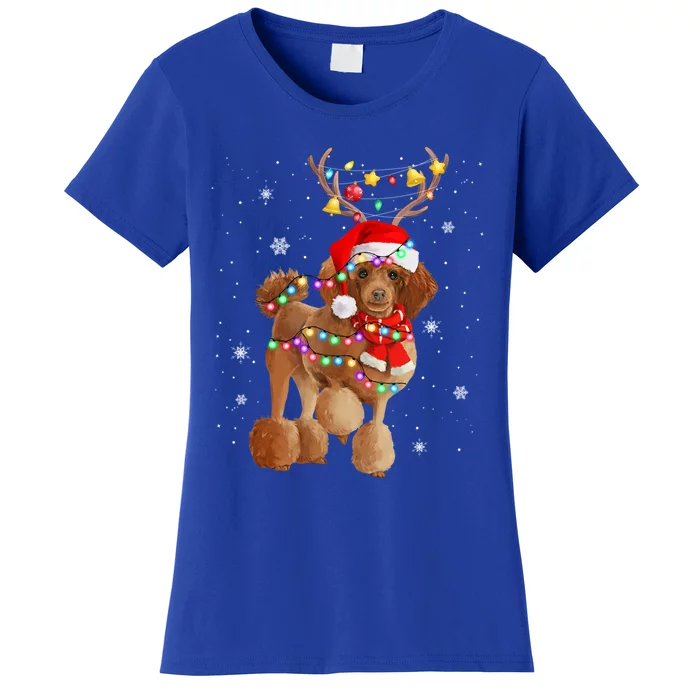 Funny Santa Poodle Claus Dog Christmas Decor Meaningful Gift Women's T-Shirt