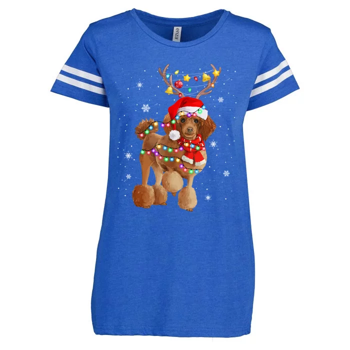 Funny Santa Poodle Claus Dog Christmas Decor Meaningful Gift Enza Ladies Jersey Football T-Shirt