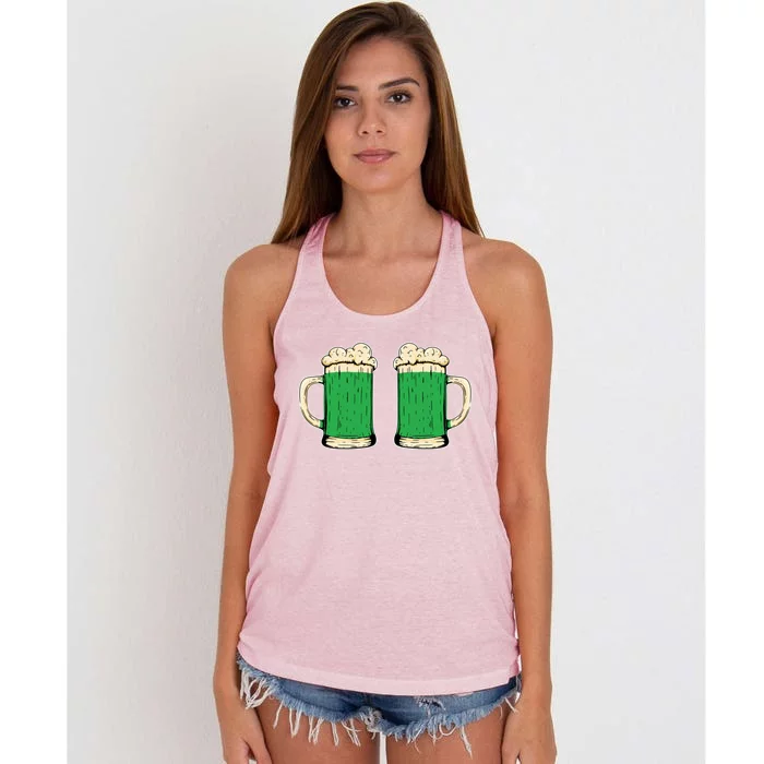 Funny St Patricks Day Ing Irish Shamrock Green Beer Cute Gift Women's Knotted Racerback Tank