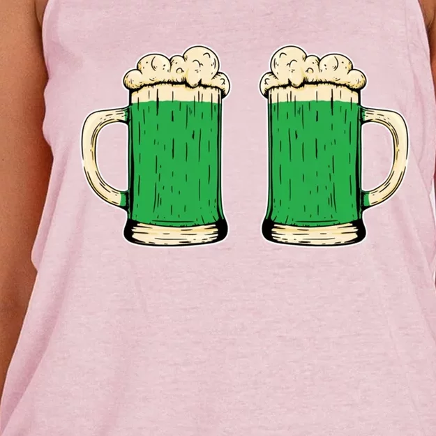 Funny St Patricks Day Ing Irish Shamrock Green Beer Cute Gift Women's Knotted Racerback Tank