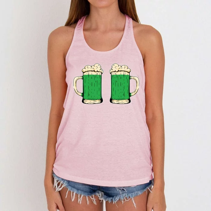 Funny St Patricks Day Ing Irish Shamrock Green Beer Cute Gift Women's Knotted Racerback Tank