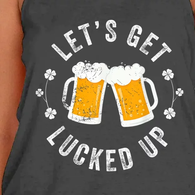 Funny St Patricks Day Lets Get Lucked Up Women's Knotted Racerback Tank