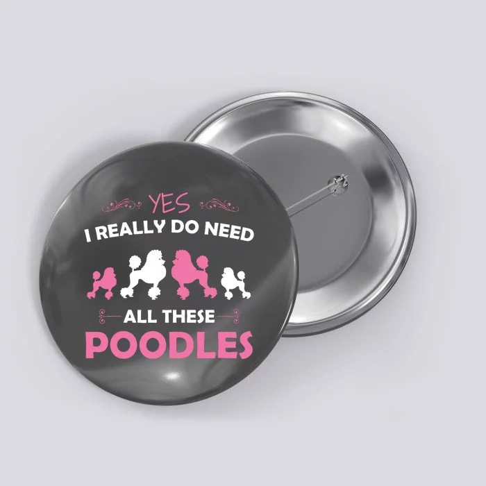 Funny Standard Poodle Dog Lover Puppy Breed Pink Button