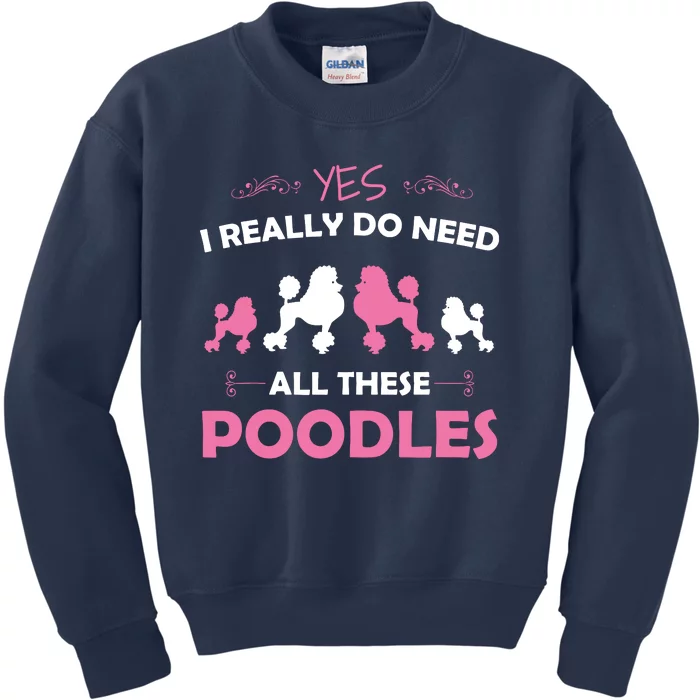 Funny Standard Poodle Dog Lover Puppy Breed Pink Kids Sweatshirt