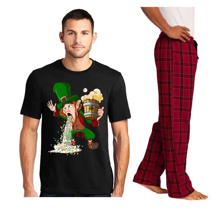 Funny St Patricks Day Drunk Leprechaun Puking Ing Irish Cool Gift Pajama Set